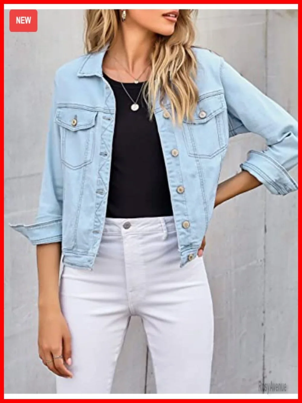 Long Sleeve Button Down Fitted Denim Jean Jacket
